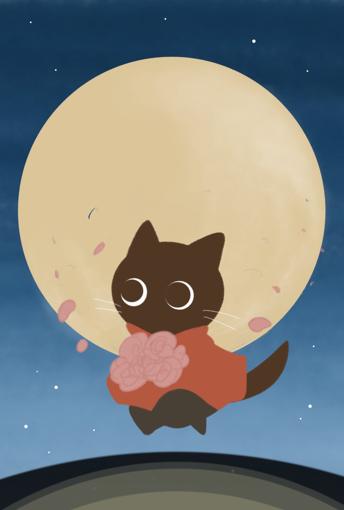 すい 月が綺麗ですね 猫 イラスト フラワームーン 満月 T Co Jsmlqjzmfw Twitter
