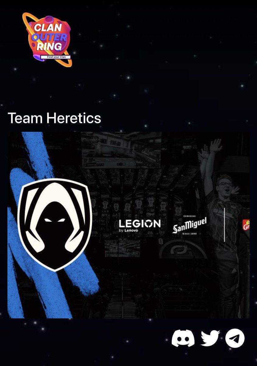 ClanOuterRing's tweet photo. Welcome @TeamHeretics. Con un súper team y apoyo a @OuterRingMMO 

https://t.co/s9cZEIPeU0

#outerringmmo #playtoearn #metaverse $GQ https://t.co/bquJ1RgSJN