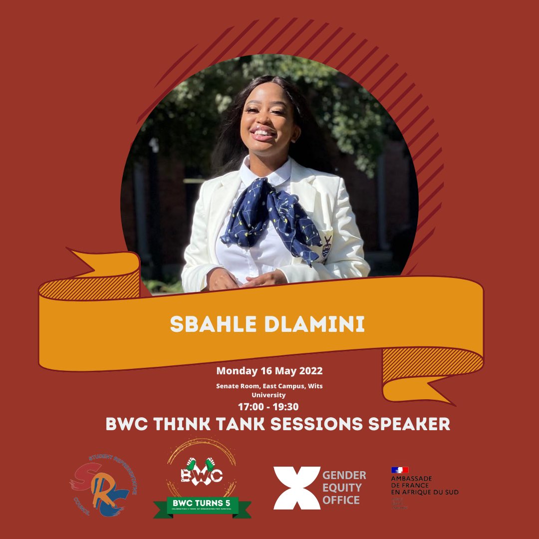 BWC_ingwe's tweet photo. We have the sweet Miss Sbahle Dlamini @d_sbahle Sbahle Lisa Dlamini who is the currently the @Wits_SRC Wits SRC Gender Officer.
You definitely do not want to miss this discussion child!
https://t.co/FOmghGdznV
#BWCThinkTank https://t.co/x3154BxAMk