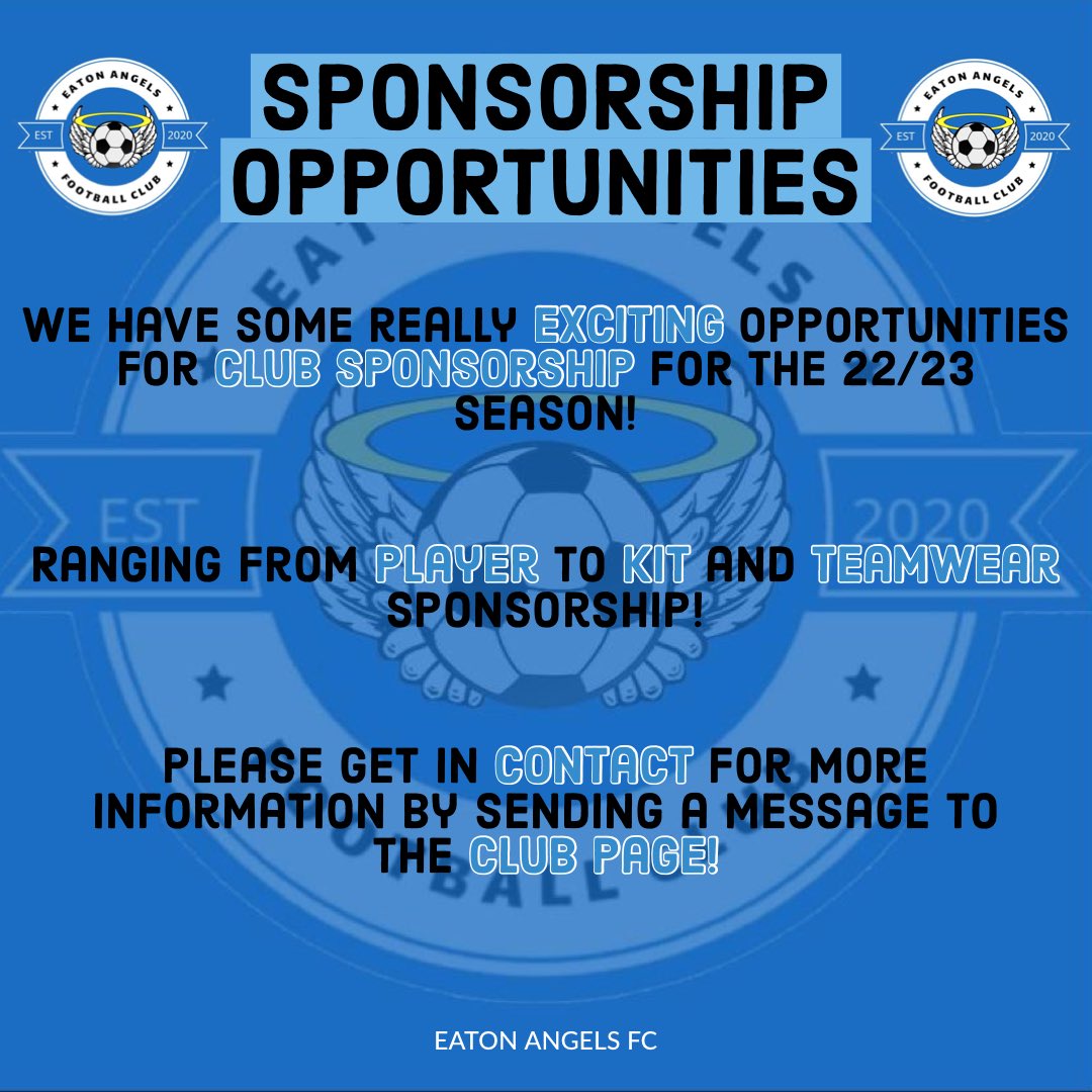 If anyone would like to take advantage of our great sponsorship opportunities for the 22/23 season, please send a message to the club page! 🔵⚪️