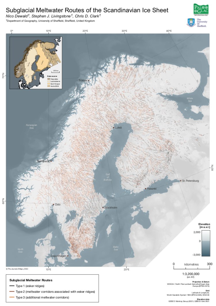 Nico Dewald (@nico_dewald) on Twitter photo Our map showing subglacial meltwater routes of the Fennoscandian Ice Sheet has been published! A lot of podcasts went into this and I'm happy to see it's out in the wild now. Huge thanks to <a href="/living_stephen/">Stephen Livingstone</a>, <a href="/ChrisClarkofBC/">Chris Clark</a> and team <a href="/PalGlac/">PalGlac</a> for their extraordinary support! Our map showing subglacial meltwater routes of the Fennoscandian Ice Sheet has been published! A lot of podcasts went into this and I'm happy to see it's out in the wild now. Huge thanks to <a href="/living_stephen/">Stephen Livingstone</a>, <a href="/ChrisClarkofBC/">Chris Clark</a> and team <a href="/PalGlac/">PalGlac</a> for their extraordinary support!