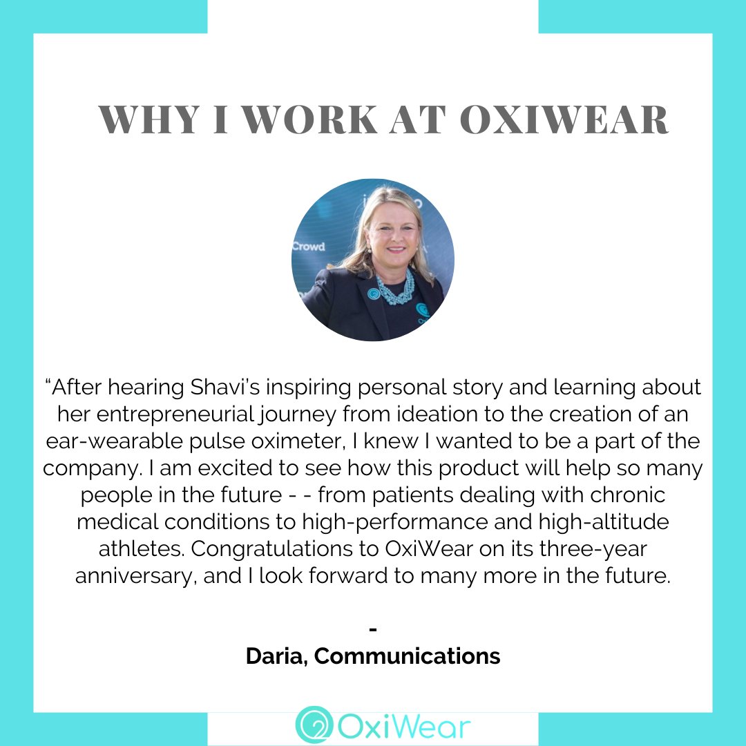 OxiWear's tweet photo. Why I work at OxiWear - Meet Daria, our head of communications.
.
.
.
.
#wearables #startup #sportstech #medtech #femaleentrepreneur #pulmonaryhypertension #PH #iPHight #pulseoximeter #hypoxia #silenthypoxia #hape #hace #COPD #COVID #sleepapnea #cysticfibrosis #pulmonaryfibrosis https://t.co/c12o59WKLu
