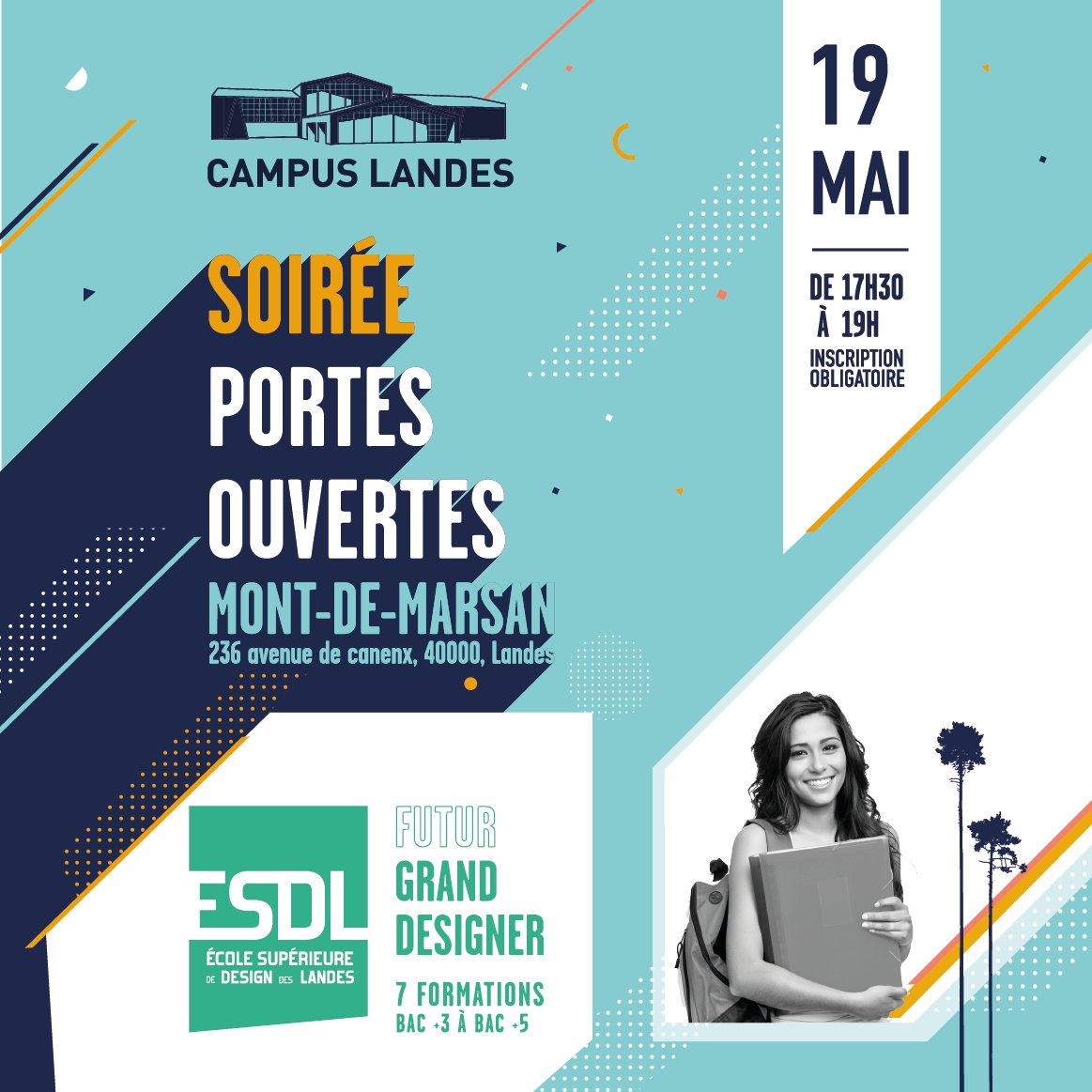 𝐒𝐎𝐈𝐑É𝐄 𝐏𝐎𝐑𝐓𝐄𝐒 𝐎𝐔𝐕𝐄𝐑𝐓𝐄𝐒

😁 L'école de design ouvre ses portes 𝖏𝖊𝖚𝖉𝖎 19 𝖒𝖆𝖎 de 17h30 à 19h !
Venez visiter le campus !

🔗Lien d'inscription : bit.ly/SPO_CampusLand…