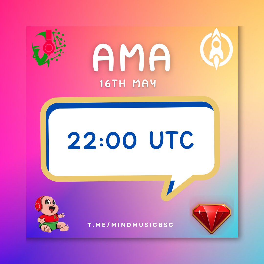 MindMusic_BSC's tweet photo. 📢 Live AMA 22:00 UTC 📢
Tune in over on telegram for updates on all aspect of the ecosystem
Mind Music, BabyMind, Talent Coin & Parabolic
https://t.co/amHZkWzq7G
.
.
.
.
.
#telegram #ama #mindmusic #babymind #talentcoin #parabolic #mindrecords #metaverse #cryptocurrency https://t.co/X1IJ629iSo