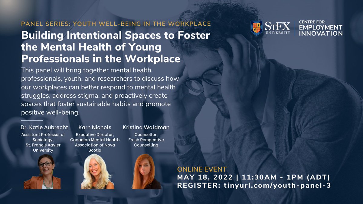 𝐔𝐏𝐂𝐎𝐌𝐈𝐍𝐆 𝐖𝐄𝐁𝐈𝐍𝐀𝐑 This event brings together mental health experts to discuss how workplaces can better respond to mental health struggles, address stigma and create spaces that promote positive well-being. No cost. All welcome. Register: ow.ly/pMxe50J6Exq