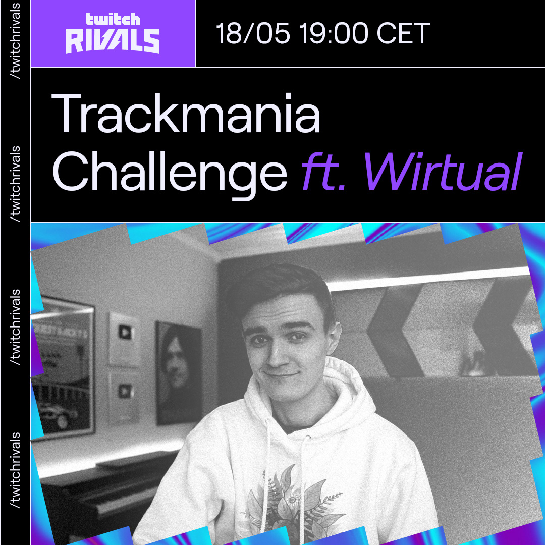 Wirtual's tweet photo. After months of work I'm really proud to present this!!

Trackmania Twitch Rivals Showdown (@TwitchRivals)

8 Teams. 16 Streamers. $25,000 Prizepool. 

See you this Wednesday 7pm CET. https://t.co/MDZ8JrNbjU