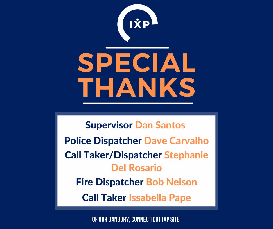 IXPCorp's tweet photo. Danbury Site Keeps Calm and Collected During Day of Numerous High Intensity Calls

Read more here:
https://t.co/twQq3I3K1l

#IXPFamily #PublicSafety #IXPCommunity https://t.co/THmNnFDZc4