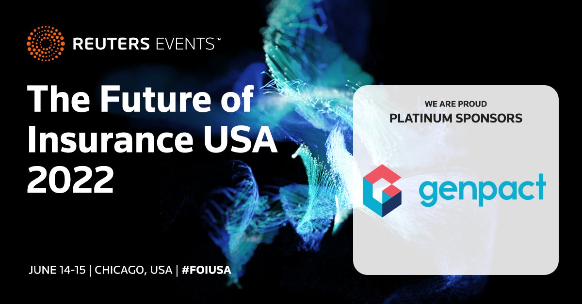 Genpact's tweet photo. Attending the Future of Insurance USA event next month? Drop by our stand to learn how we’re helping #Insurers find growth, market share, and efficiencies. https://t.co/lojezDAZQs https://t.co/o1QU3nyeLE