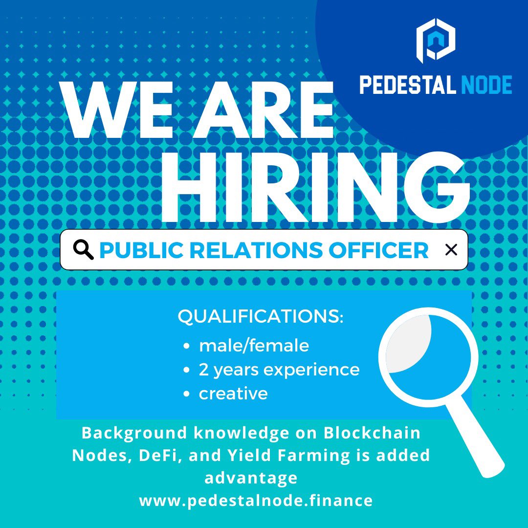 pedestalnode's tweet photo. 😊 We aren’t just launching tomorrow, an opportunity is open for anyone who’s capable. If you think you’re a good fit, kindly dm us here. 

Don’t forget to RT and Like 👍 

LFG 🚀 https://t.co/nK5SzA9jFS