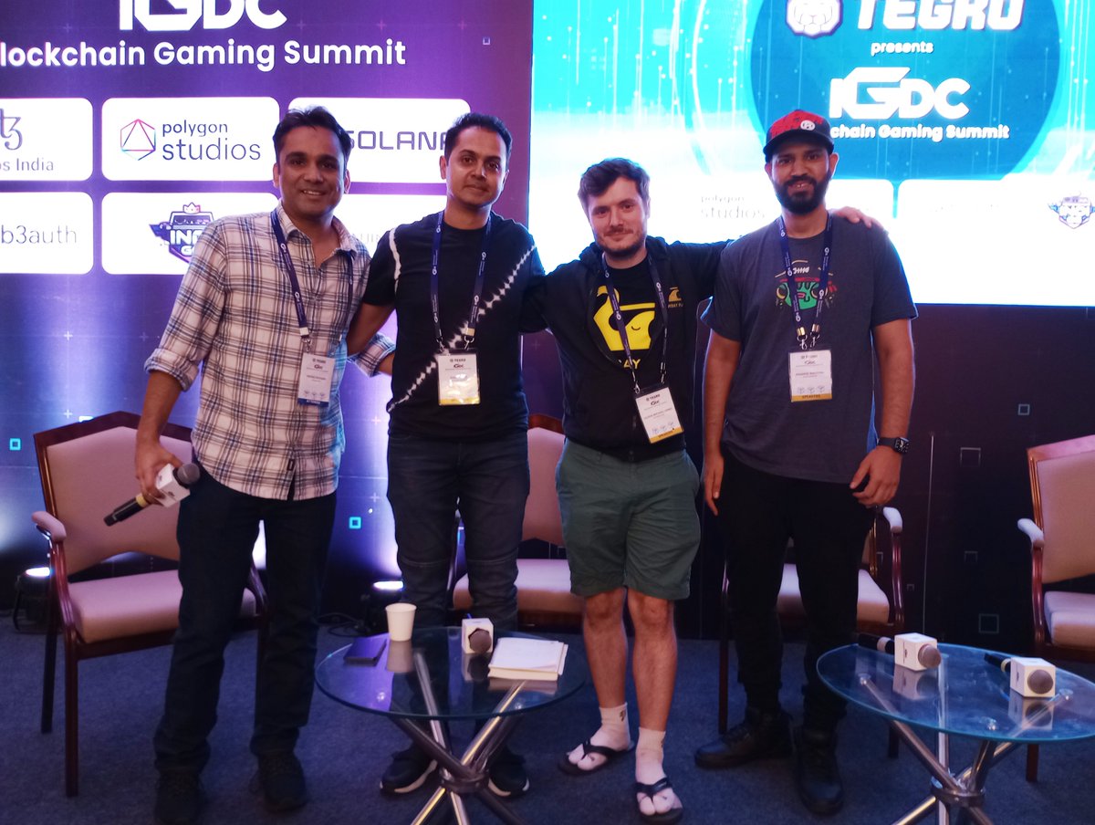 Here’s sharing a quick peek of our colleague and #CEO @AmitHardi  (second from your left) sharing his experiential #lessons of Transitioning from #Web2 to #Web3 at the #IndiaGameDeveloperConference (#IGDC 2022) at #ITCGardenia, #Bangalore very recently.

#blockchain #gaming #NFTs