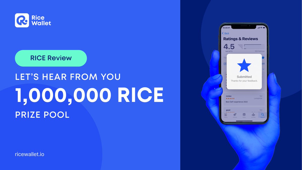 📝 #RICE Review - LET'S HEAR FROM YOU 📝

🎁 1,000,000 $RICE #Airdrop!

🔹 Share your review about #RICE Wallet on Google Play or App Store
🔹 Follow <a href="/RiceDeFiWallet/">RICE - Your Crypto Wallet</a>
🔹 RT and tag 03 friends with hashtag #RICE
🔸 Submit your #BSC address 👇
earn.goonus.io/en/projects/ri…

#DeFi #Crypto