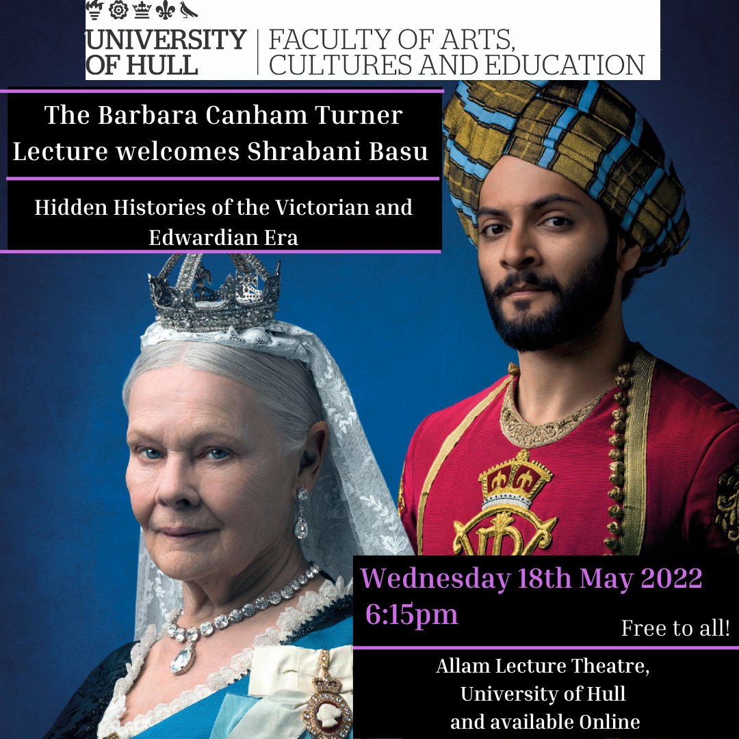 This Wednesday! Don't miss Journalist and Sunday Times best-selling author Shrabani Basu 
<a href="/shrabanibasu_/">Shrabani Basu</a> as part of our <a href="/HullEnglish/">HullEnglish</a> Annual Barbara Canham Turner Lecture! 
<a href="/UniOfHull/">University of Hull</a> 📅18/05/22, ⏰6:15pm 
Free to all!  
Book your free tickets now: bit.ly/35Q42an