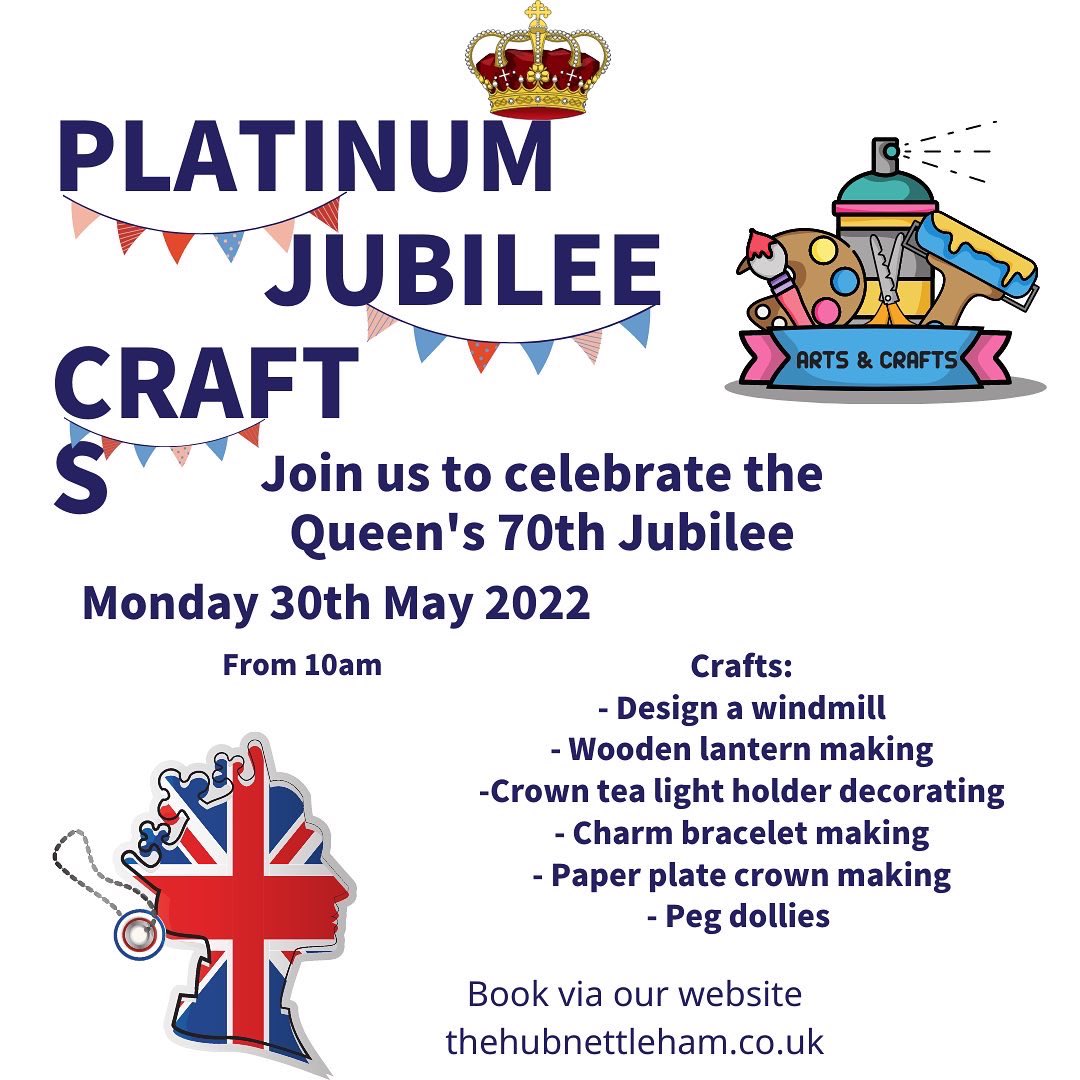 THEHUBNettleham's tweet photo. THE HUB shall be celebrating the Queen’s Platinum Jubilee with crafts and cake decorating! 
To get yourself booked in, head over to our website!
https://t.co/LeM0GWZ3jN 
#queensplatinumjubilee #crafts #cakedecorating  #family #community #nettleham #nettlehamcommunityhub #lincoln https://t.co/hNuCfR9D3F