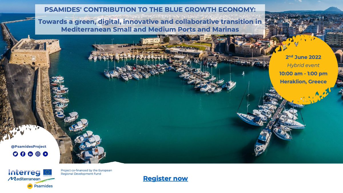 psamidesproject's tweet photo. 📅Save the Date: “Towards a green, digital, innovative and collaborative transition in Mediterranean Small and Medium Ports and Marinas” event 🌊⚓️
REGISTRATION HERE
https://t.co/2Ynd054qfC
#PsamidesProject #BlueGrowth #BlueEconomy https://t.co/hLFPfIp6U3