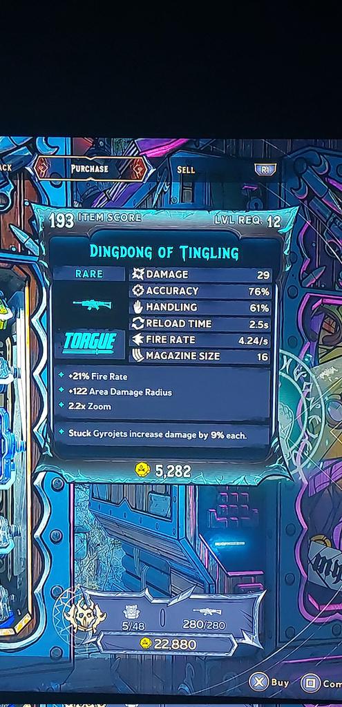 mournings_end's tweet photo. Found my new main weapon. 🖤🖤
#TinyTinasWonderlands
#Torgue
#ps5
#dnd
#dungeonsanddragons https://t.co/TQyI2jEKMy