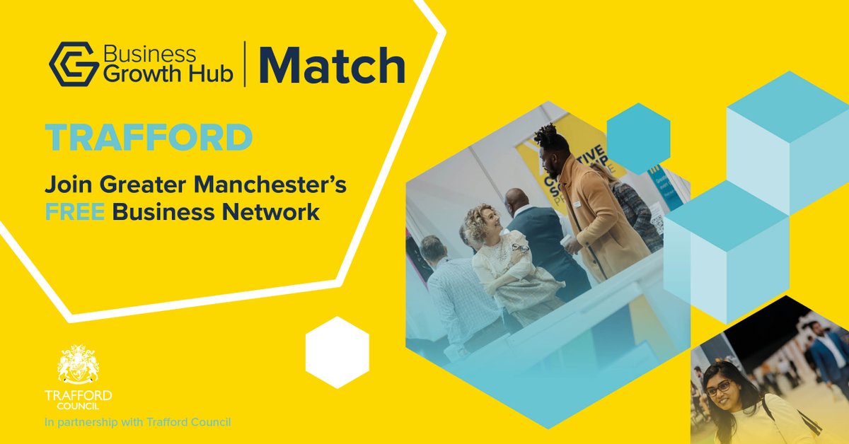 Calling all #Trafford Businesses! 📢

Don’t miss the <a href="/BizGrowthHub/">Business Growth Hub</a>’s next FREE #BGHMatch event for a morning of creating new contacts and expanding your #Business network THIS THURSDAY

For more information and to register for the upcoming event, visit: tinyurl.com/ye23ru26
