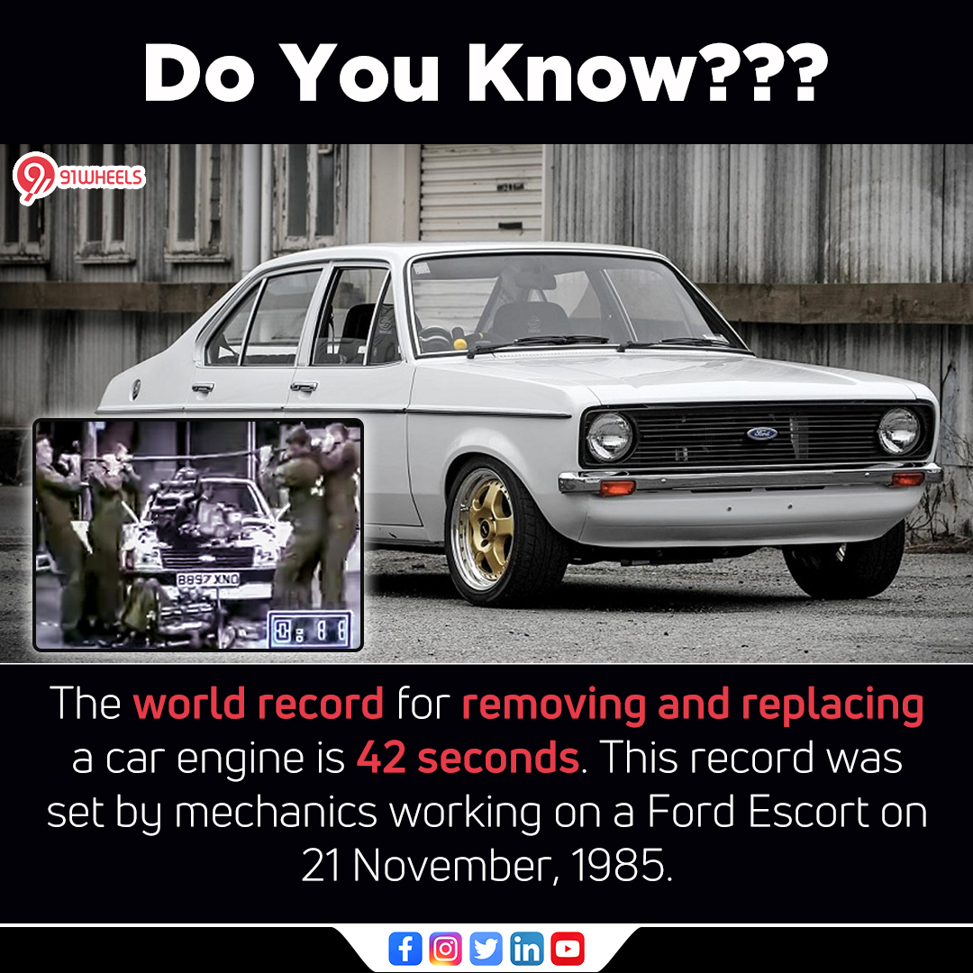 91wheels's tweet photo. Do you know?
On November 21, 1985, five mechanics removed and replaced the engine of a Ford Escort in just 42 seconds. They changed the engine of Ford Escort & to achieve this, they practiced for two weeks.
#doyouknow #engine #facts #autofact #automobile #automotive #91wheels https://t.co/BJfilxwpy5