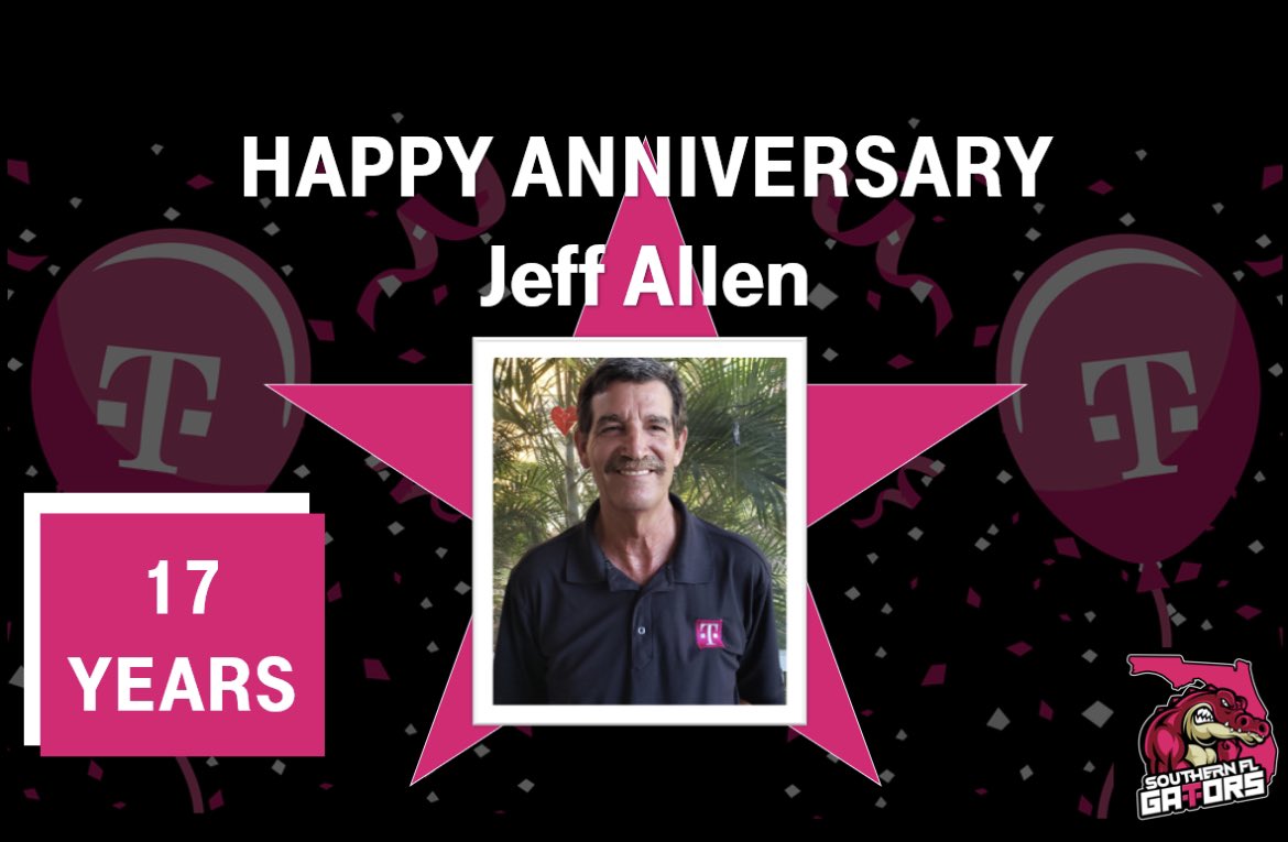 Hello Magenta Fam! 📣📣 Please help me celebrate @JeffAll96532824 on his 17th T-Day!! 🎉🎉🎉🎉 Hard work, loyalty and diligence is what you bring every day! Thanks Jeff for all you do!! Happy 17!! Woooooooo!!