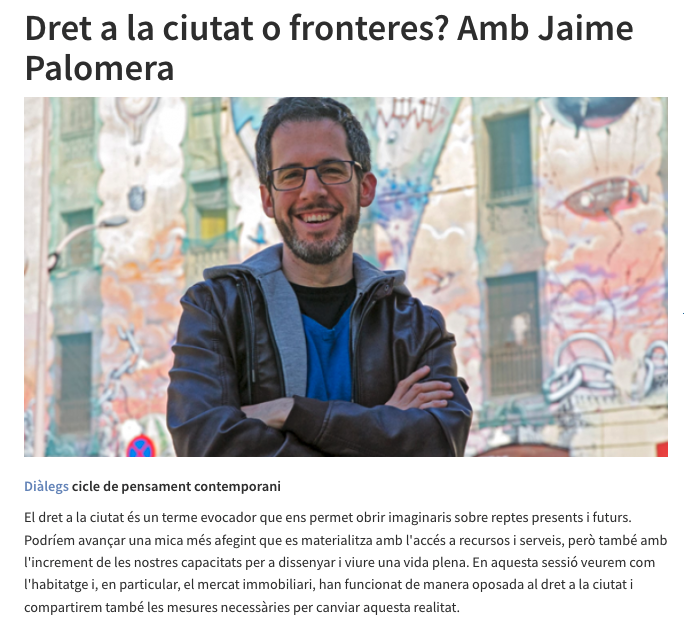 idrabcn's tweet photo. 🏠 Dret a la ciutat o fronteres?

🗓️ 17/05/2022, 19h
📍 El Prat. Cèntric Espai Cultural
@ElPratCultura 

🗣️@JaimePalomera participa en 'Diàlegs cicle de pensament contemporani'. Parlarem sobre mercat immobiliari, dret a la ciutat i acció col·lectiva

+info https://t.co/4Yq7rlPlZN https://t.co/icgPoWUFFk