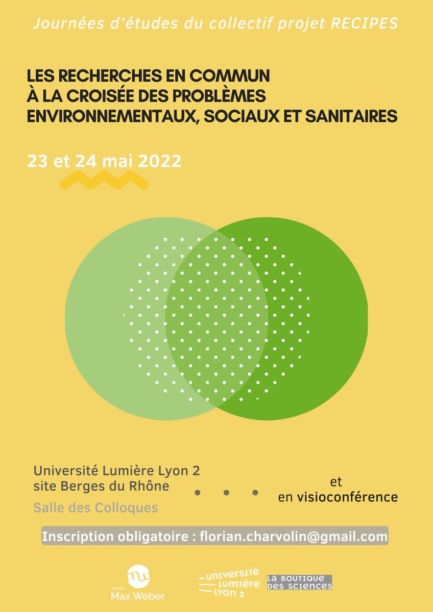 CentreMaxWeber's tweet photo. ⏰ RAPPEL !

Le collectif projet RECIPES, en partenariat avec le CMW et la @BdS_UdL, organisent deux J.E. : 

« Les recherches en commun à la croisée des problèmes environnementaux, sociaux et sanitaires »

🗓️ 23-24 mai
📍 @univ_lyon2, Palais Hirsch
❓ https://t.co/vJdVWPPm09 https://t.co/fGw3YJA9ni