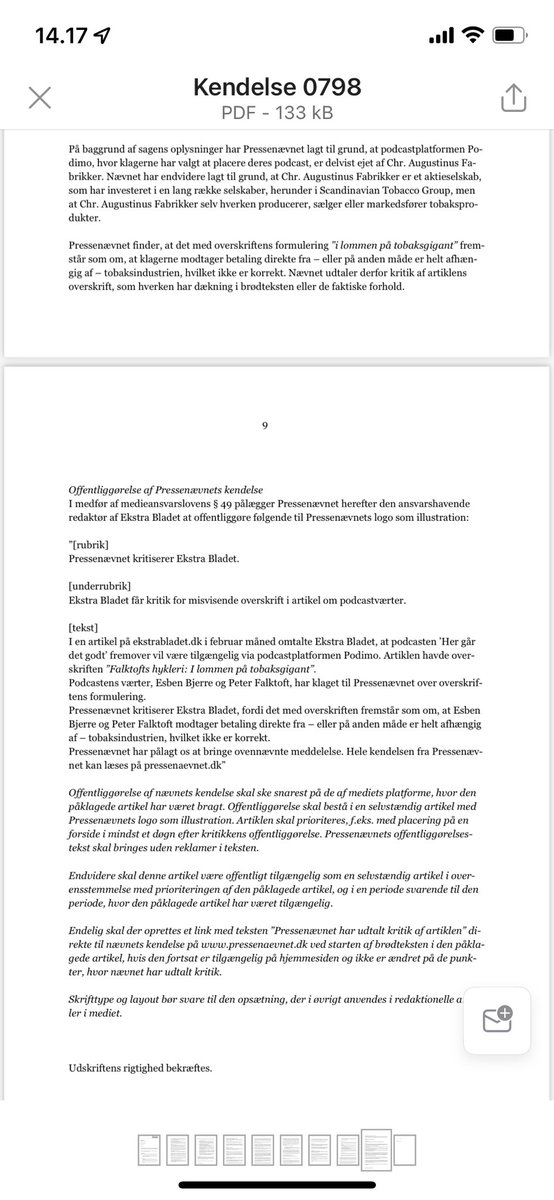 Tilbage i februar lavede EB en for skarp rubrik om <a href="/EsbenBjerre/">Esben Bjerre Hansen</a> og <a href="/peterfalktoft/">Peter Falktoft</a> - “I lommen på tobaksgigant”. Den rubrik får vi kritik af Pressenævnet for. Vi beklager og tager selvfølgelig kritikken til efterretning på behørig vis. Kendelsen kan læses herunder.