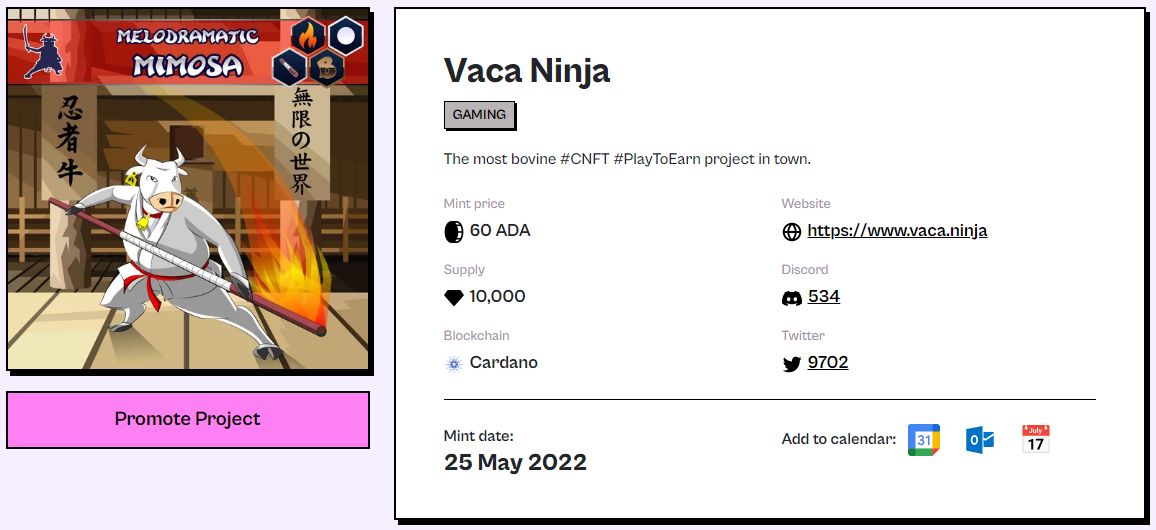 PicassioArtNFT's tweet photo. ‼️ NEW PROJECT LISTED ‼️
✅ Check Out the @vacaninjaNFT Project on #Picassio #CNFT Calendar 🔥
One More CNFT Gaming Project 👉 https://t.co/h0UQYzmV86
#CNFTproject #CNFTcollection #CNFTdrops #CNFTcalendar #CNFTCommunity #NFTdrops #NFTcalendar https://t.co/KZldxu2k7U