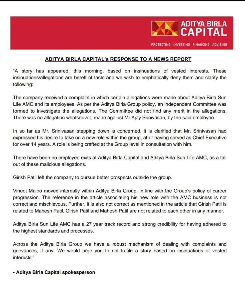 UnlistedXChange's tweet photo. Another MF Issue?....
AB Capital Issue in Media & Clarification by AB Capital.
#ABCapital #ABAMC #AdityaBirlaAMC #AdityaBirla #AdityaBirlaCapital https://t.co/TJS4Rhbhsu