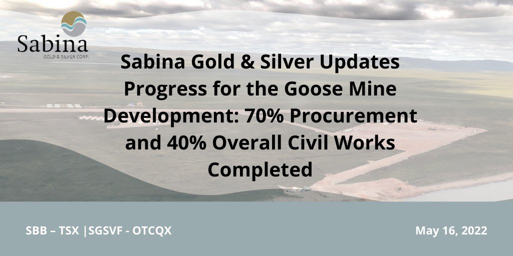B2G_BackRiver's tweet photo. NEWS | Sabina Gold & Silver Updates Progress for the Goose Mine Development: 70% Procurement and 40% Overall Civil Works Completed
Read full news release here: https://t.co/RfHjyisqgI
$SBB.TO #Gold #BackRiverProject https://t.co/8Ean99Nuko