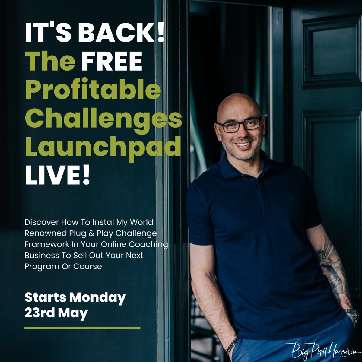 Whether you're launching online, looking to grow with predictability, or ready to scale to new heights then I'm here to help 👉 profitablechallenges.com/freechallenge-…
- Big Phil, The Godfather Of Challenges #digitalmarketingexpert #onlinecoaching #onlinecourses #fitnesscoach #mindsetcoach