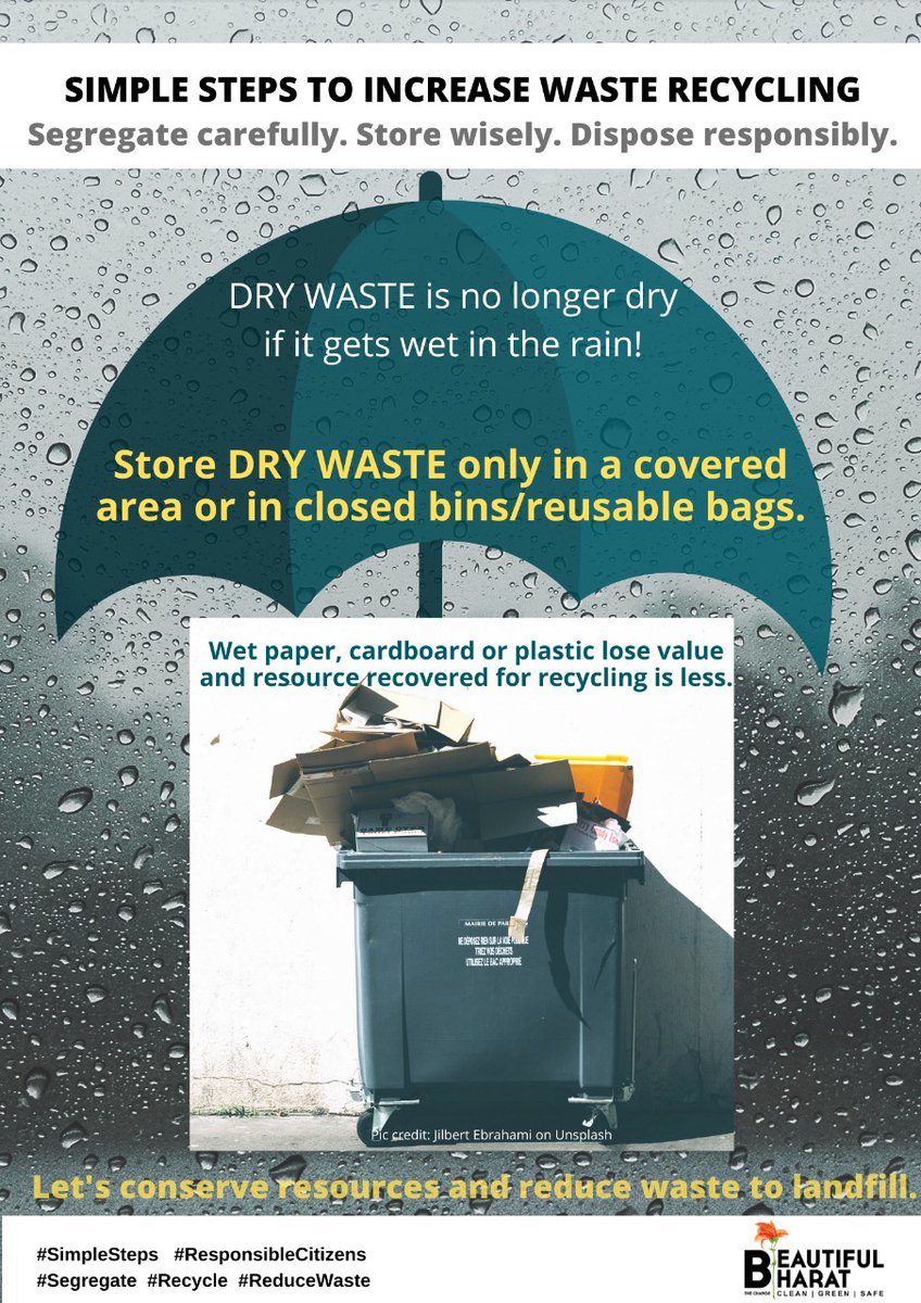 @bbmpcomm we note dry waste soaking in rain with improper storage by homes, RWAs, commercial generators. Our poster flags immediate measures to prevent huge resource loss, mosquito + dengue issue, smell, etc. Kindly amplify, we are happy to support awareness building.