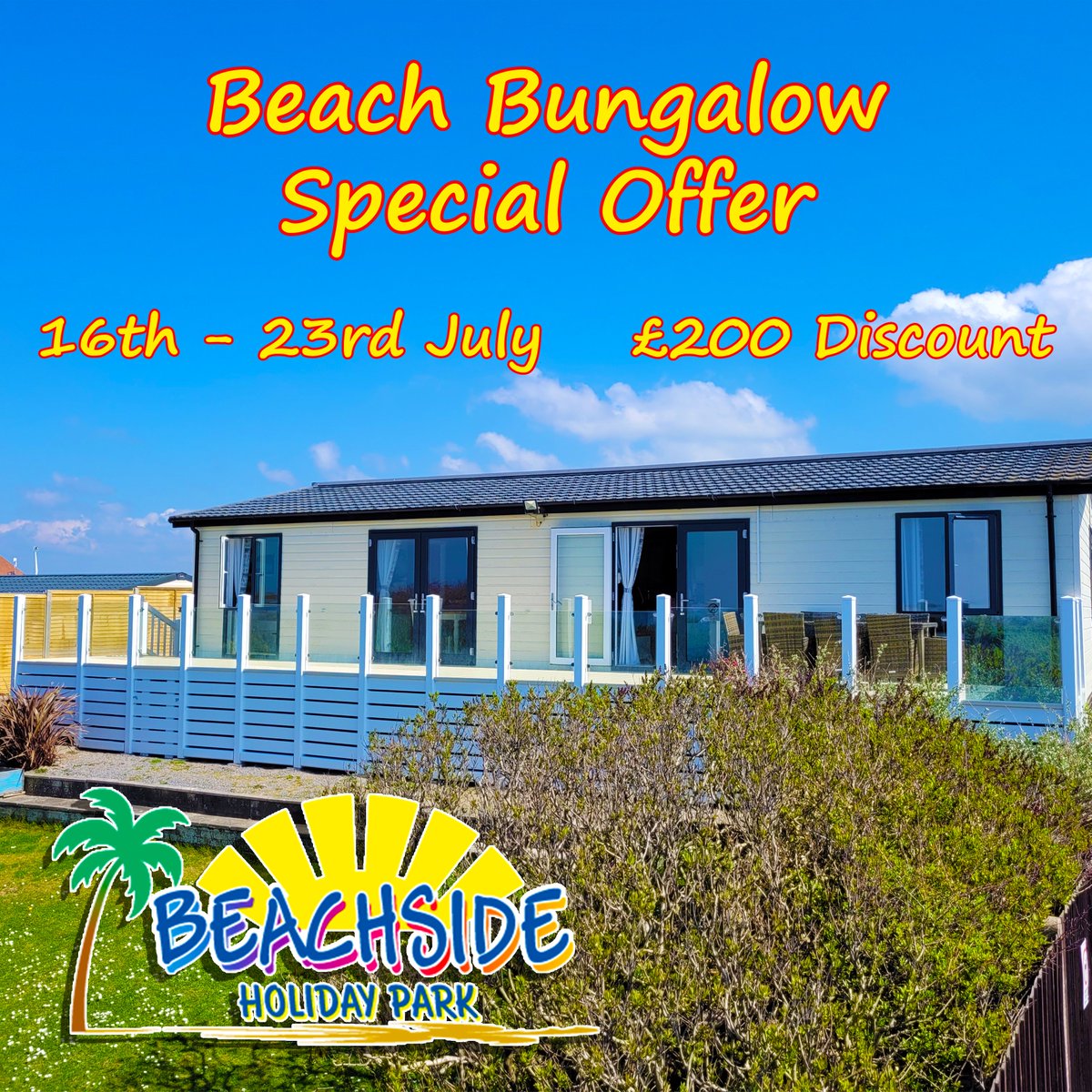 BeachsideBrean's tweet photo. *Beach Bungalow Special Offer*
Stay 7 nights in our bespoke 4 bedroom bungalow from 16th - 23rd July for just £27 per person per night (based on 8 people sharing) to book call us on 01278 751346 or book online. https://t.co/vSbKUrLyHF