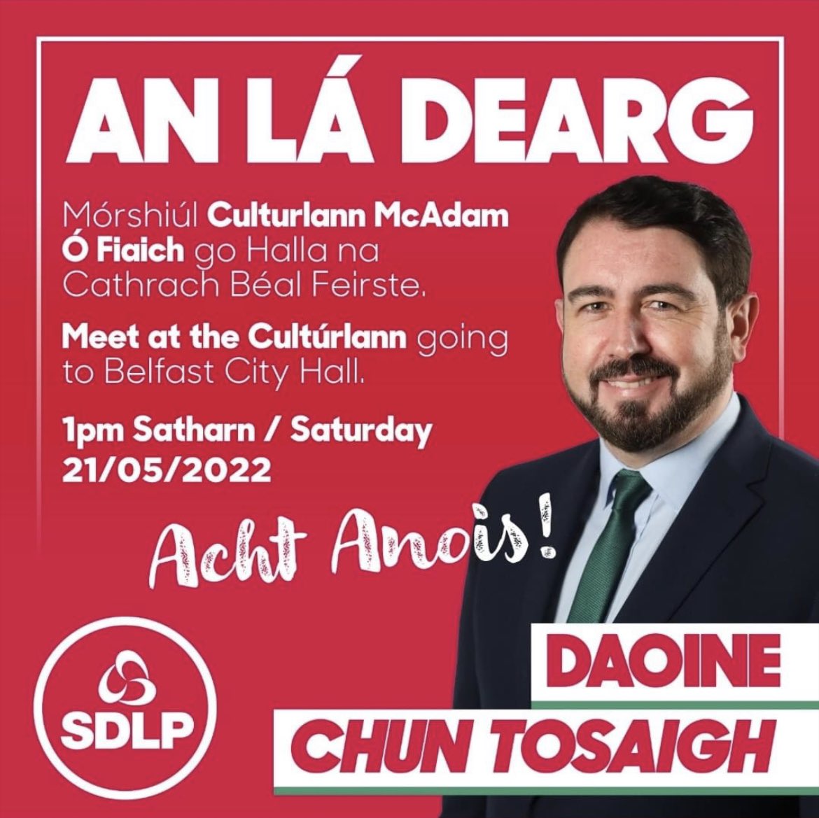 KarlWDuncan's tweet photo. Looking forward to taking part in this. An Irish Language Act is long overdue.

The Irish Language is for everyone. Come join us! ✊🏻

On Saturday meeting at 1pm at Cultúrlann McAdam Ó Fiaich in West Belfast #AchtAnois ⭕️☘️ https://t.co/2imAct3fXo