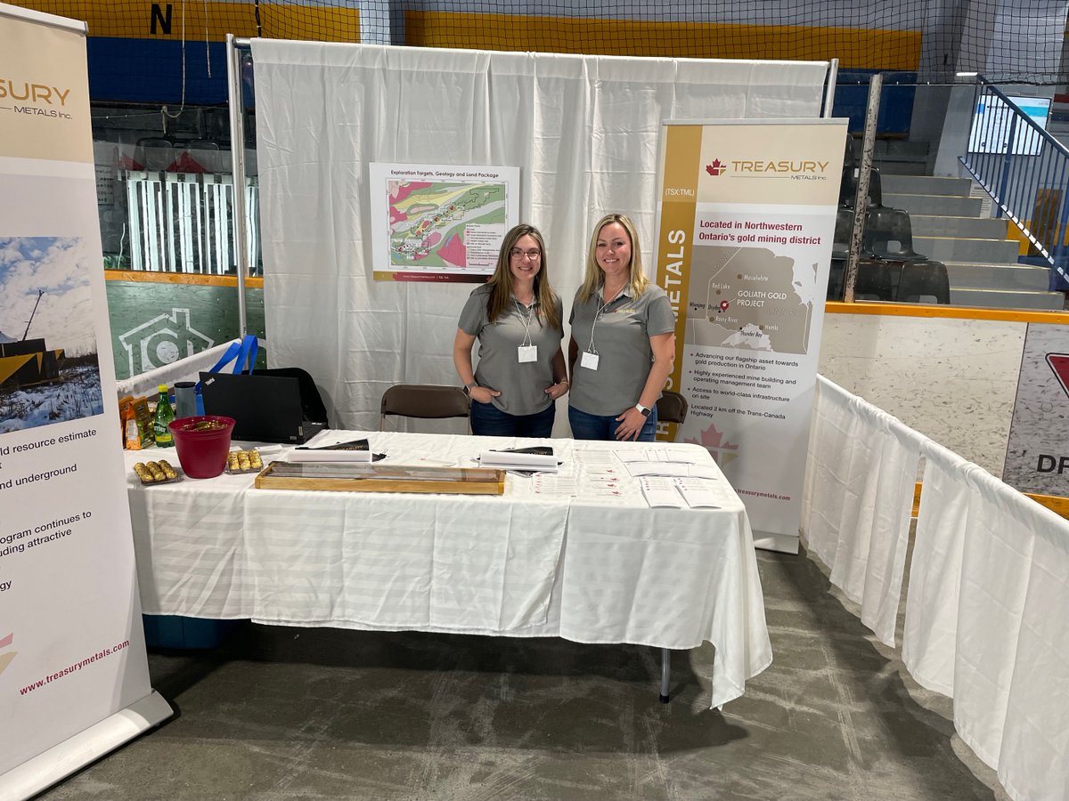 NexGoldMining's tweet photo. Treasury Metals team participated in the Dryden home and leisure show at Dryden Memorial Arena last weekend organized by the Dryden District Chamber of Commerce. Thanks, Maura Kolb and Brooke Baxter for your hard work!

#TML #TSRMF #Mining #Gold https://t.co/5OSFyLzYPT