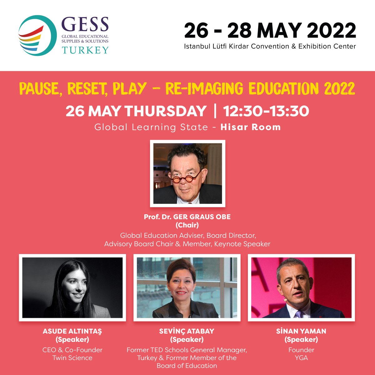 GESSTurkey's tweet photo. GESS Turkey, hosts GESS Global Conferences where valuable speakers will take place.

Register for free https://t.co/Ceq558F0Ah

#gessturkiye #gessturkey #makeyourmark #izinizibırakın #edtech #eğitimteknolojileri #robotic #stem #stemeducation #steam  #ai #artificalintelligence #vr https://t.co/09owtQTR0u