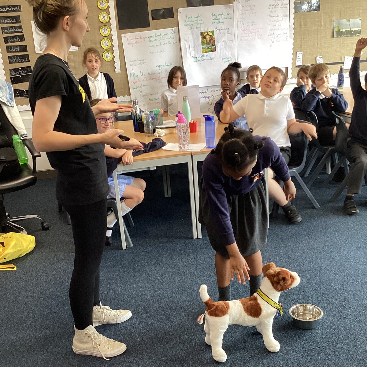 BrentPrimary's tweet photo. A great morning for some of Year 4 this morning with a visit from The Dogs Trust talking us through how to interact safely with dogs. We became doggy detectives and solved the mystery! The rest of Year 3, 4 and 5 are looking forward to their visits this week. https://t.co/BYfmm2DJvt