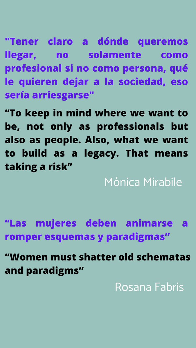 metecstem's tweet photo. Algunas de las frases que nos dejaron nuestras profesionales en STEM. ¡¡Gracias!!
#wisibilízalas #wisibilizalas #ETecUM #MendozaMaravillosa
@wisibilizalas @Monica_Mirabile @TatiFabris https://t.co/bEnYpCJCJI