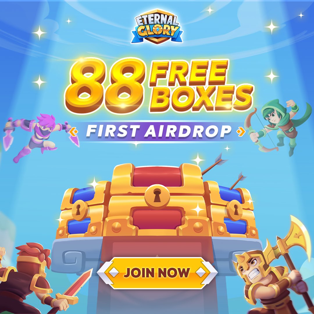 EternalGlory_io's tweet photo. ETERNAL GLORY'S FIRST AIRDROP IS HERE!

🎁88 FREE NFT BOXES 🎁

 🔥 Join now to win our very first NFT Boxes

⏳ 16/5/2022 - 31/5/2022

📌Complete the tasks in the link: https://t.co/Dim4BiqkRg

#EternalGlory #P2E #Airdrop https://t.co/fJdxbnF9X7