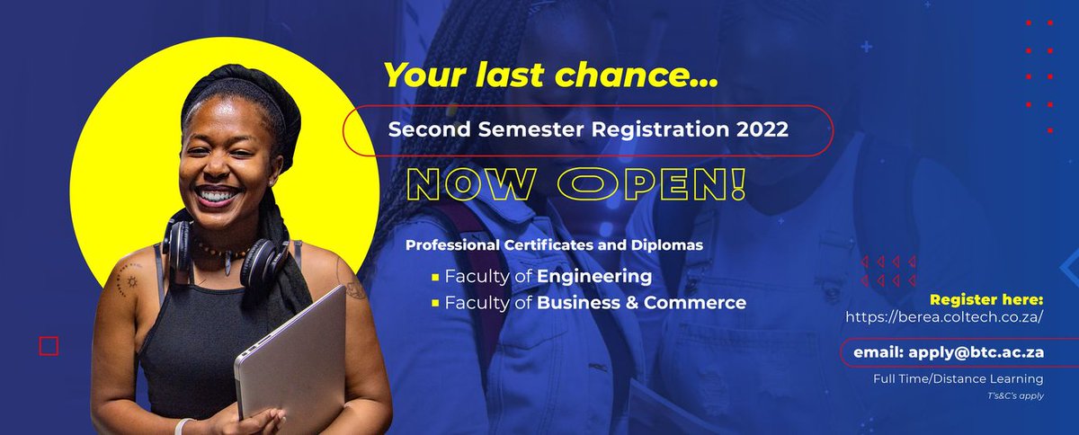 Berea_Tech's tweet image. Second semester registration is still currently open. Secure your space with us.👌😁📚✏

#secondsemester #registration #education #engineering #business #commerce #bereatechnicalcollege #bereagroupofcolleges