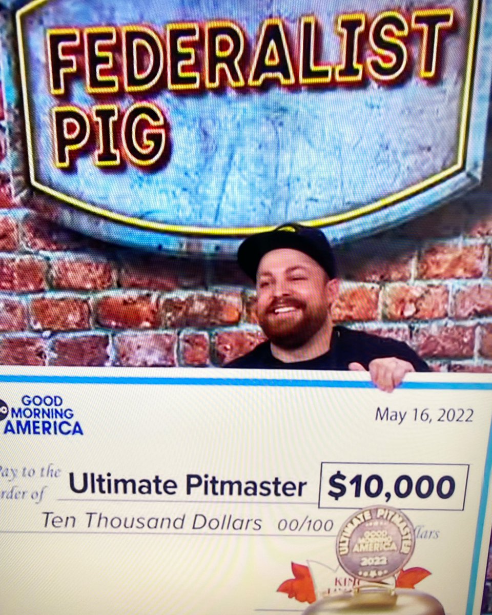 federalistpig's tweet photo. GET SMOKED! Congrats to Rob for becoming the @GMA Ultimate Pitmaster💪 Good game to all of the competitors🙏 #fedpig #bbq https://t.co/0SGtzb6aj2