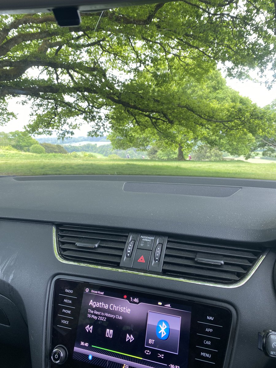 Very much enjoying listening to <a href="/TheRestHistory/">The Rest Is History</a> with <a href="/dcsandbrook/">Dominic Sandbrook</a> and <a href="/holland_tom/">Tom Holland</a> discussing Agatha Christie while sitting at Newlands Corner where her smashed up car was found.