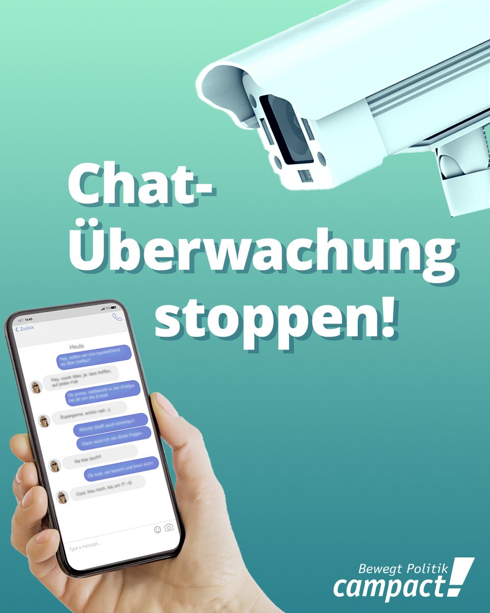 campact's tweet photo. Privatsphäre adé?! Das droht durch ein EU-Gesetz. Zukünftig könnten Behörden unsere Nachrichten &amp; Bilder einsehen. Diese Massenüberwachung wollen wir verhindern! ↪️Unterzeichne unseren Appell an @NancyFaeser für ein Ende dieses Überwachungswahnsinns: https://t.co/ZkNITHjHg3 https://t.co/Iv2uXq9IHC