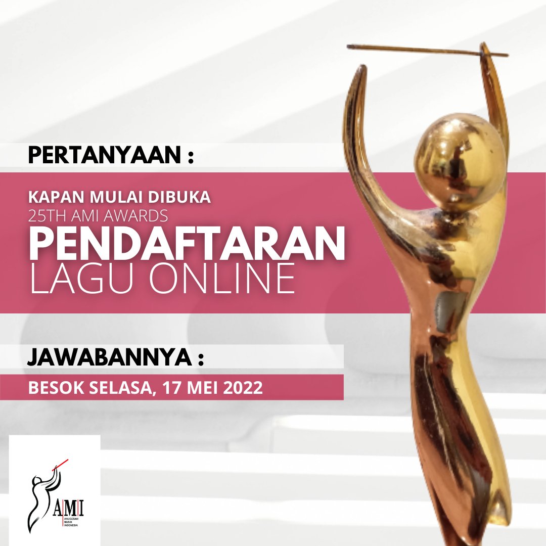 Khusus buat yang nunggu nunggu dan tanya melulu via DM, email bahkan whatsapp

Baca kalimat ini dengan seksama

"Info detail apa persyaratannya, gimana cara daftarnya
Tunggu besok yah!"

#25thAnugerahMusikIndonesia
#25thAMI