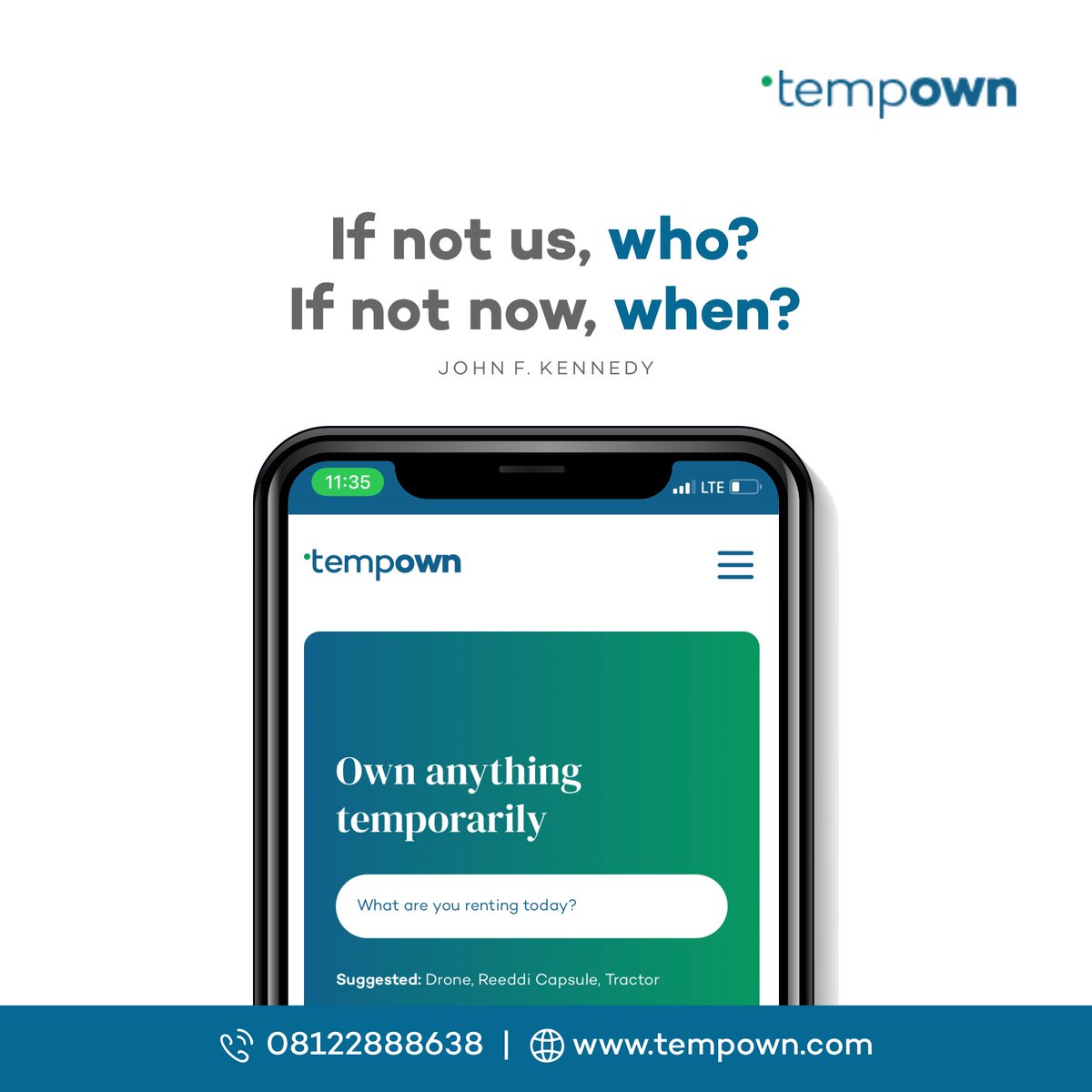 TempOwnHQ's tweet photo. Really, If not us, who?
We keep being the change.

#mondaymotivation #rentanything #rentit #tempown https://t.co/bbyk1j8sxZ