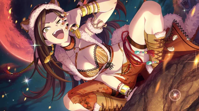 モバの百獣の女王のカード大好きだから今回の新カード嬉しすぎる!あとSSR拓海艦隊組めるようになって幸せ 