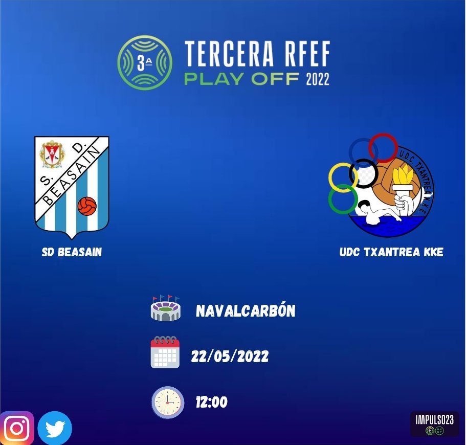 YA TENEMOS RIVAL!!
El domingo, día 22, nos enfrentaremos al <a href="/beasainke1905/">Beasain KE 1905</a> por el ascenso a 2RFEF en las instalaciones de Navalcarnon(Madrid).