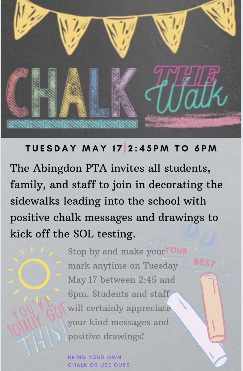 CHALK THE WALK TOMORROW!