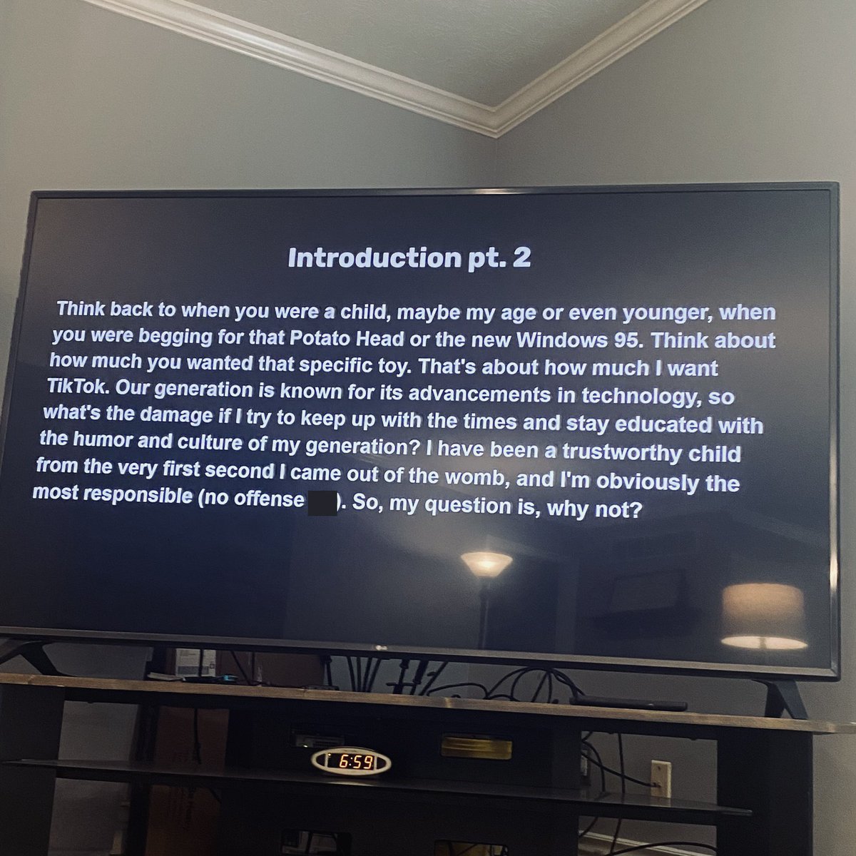 TheJoelWillis's tweet photo. My daughter made a PowerPoint presentation about why she should be allowed to have tiktok https://t.co/47hYAZNx1u