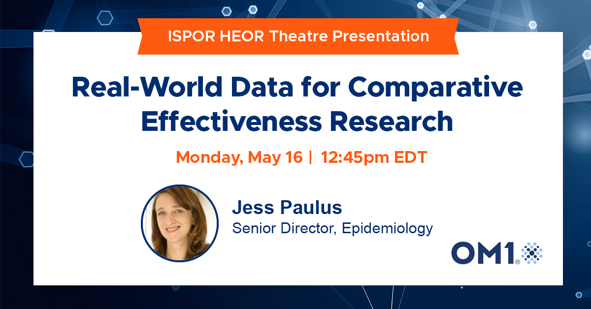 Om1Inc's tweet image. Join us today for our #ISPOR22 Theatre Presentation on #ComparativeEffectiveness research for insights on how to leverage #RWD and much more!

#ISPORian #ISPORAnnual #HEOR #DigitalHealth #HealthIT