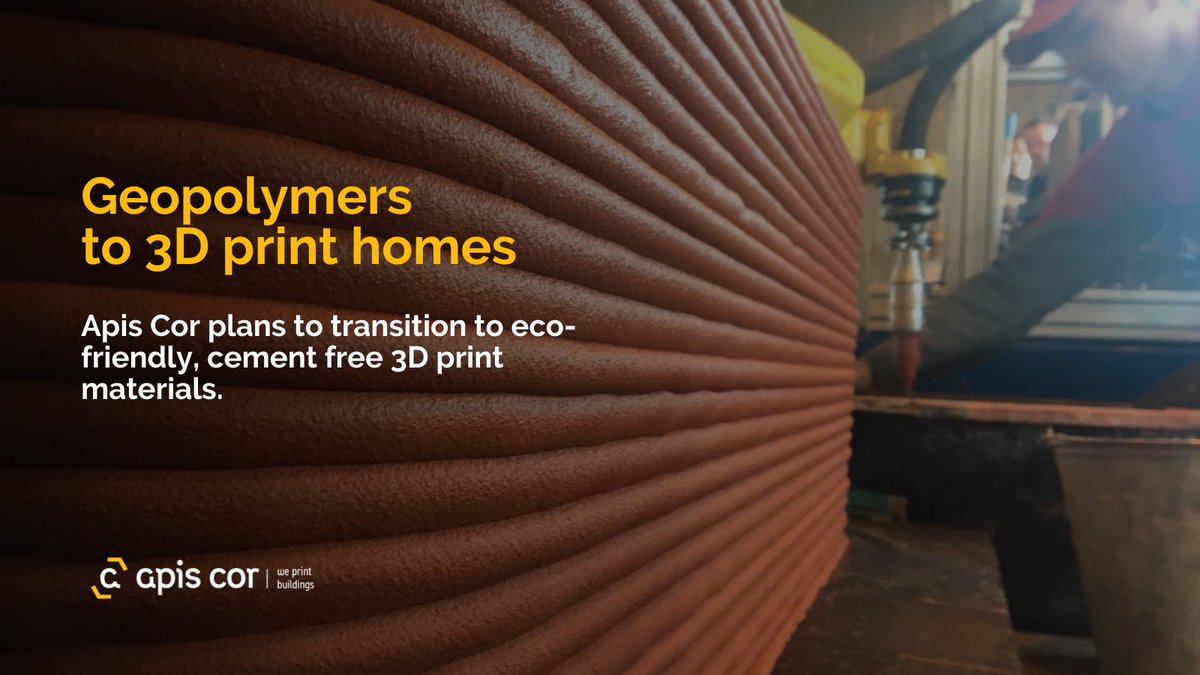 ApisCor3D's tweet photo. Advanced 3D print materials such as geopolymers can reduce constructionโs carbon footprint and fight #climatechange by using recycled industrial byproducts instead of cement. Learn more in our blog: https://t.co/a9z20QTYup
#apiscor #3Dprinting #3Dhomes https://t.co/nJr31QjSyf