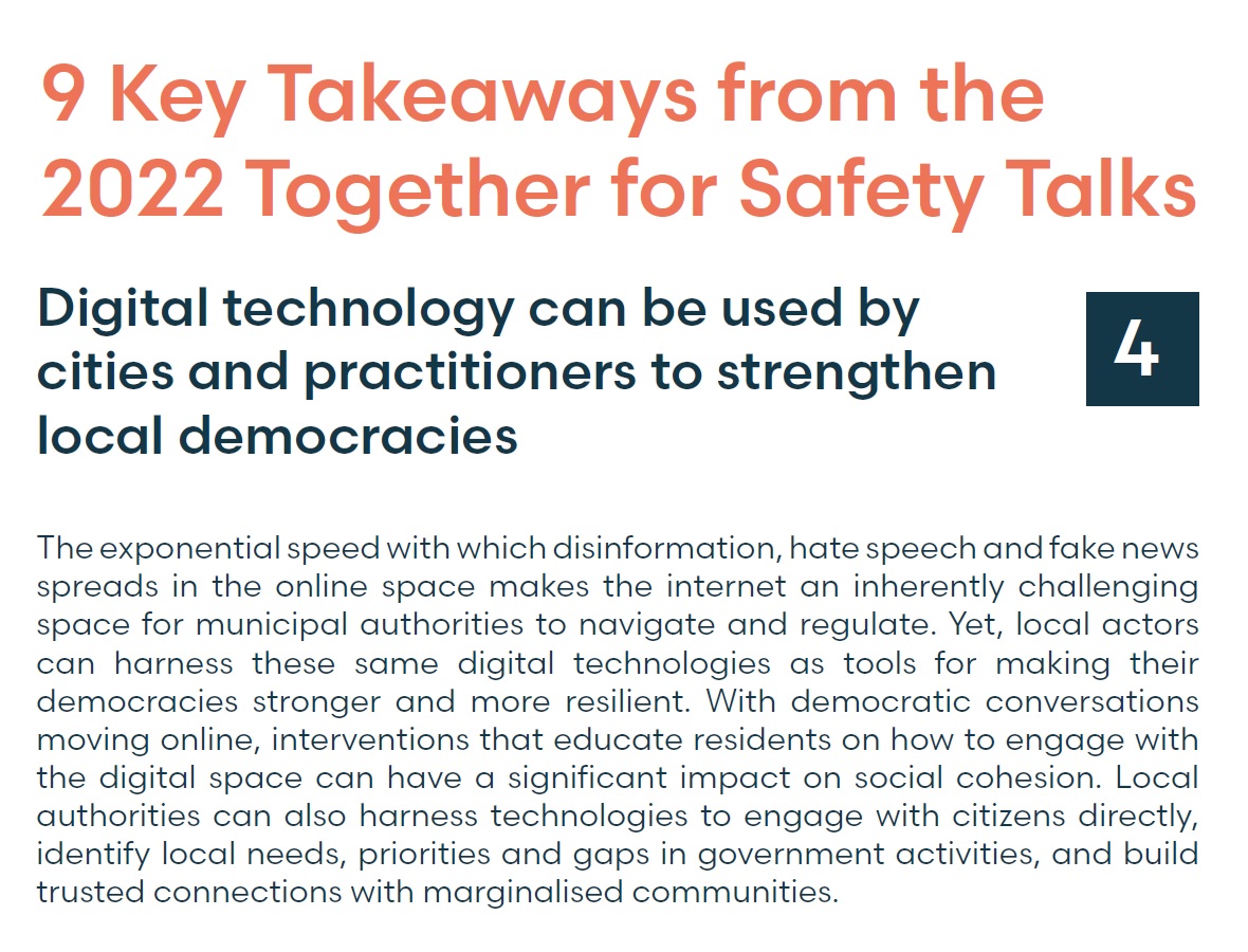 In our recent Together for Safety Talks we - among several subjects - touched upon how #cities can counter #disinformation campaigns.
Read the key takeways from the Talks right here:
https://t.co/Iotv1lBQUU
@Strong_Cities